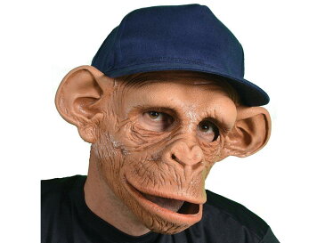 口が動く マスク 猿 サル チンパンジー 帽子つき 動物 コスプレ 変装 仮装 仮面