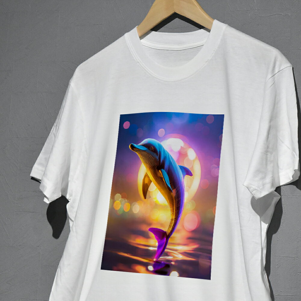 Rakuten - 迫力あるイルカデザイン 親子でお揃いコーデが出来るプリントTシャツ 半袖 長袖 コットン ペアルック/リンクコーデ/キッズ/ジュニア/メンズ/レディース 90 100 110 120 130 140 150 160 S M L XL