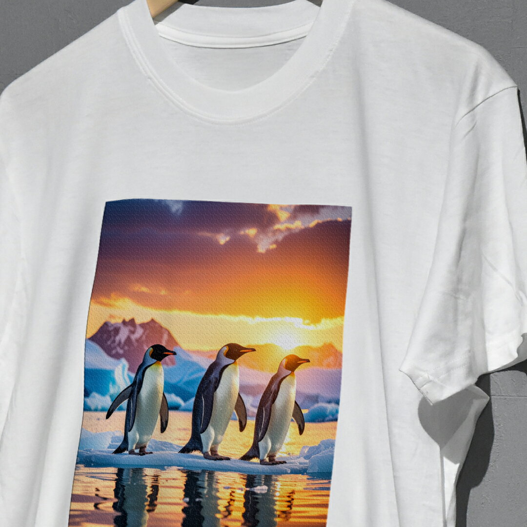 Rakuten - 可愛いペンギン柄オリジナルコットンプリント Tシャツ 名入れも可！親子でお揃いコーデが出来るプリントTシャツ 半袖 長袖 コットン ペアルック/リンクコーデ/キッズ/ジュニア/メンズ/レディース 90 100 110 120 130 140 150 160 S M L XL