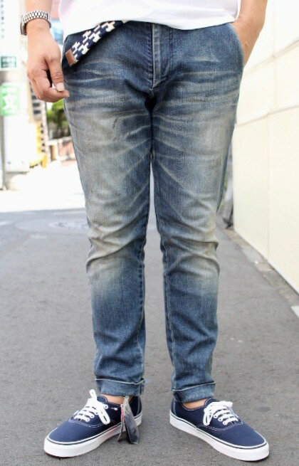 CONTRIVANCE(コントライバンス)VINTAGE DENIM ANKLE TROUSERS (アンクル丈 ストレッチデニム トラウザース ヴィンテージ加工)【日本製 ハンドメイド 送料無料】2019~2020年製作分発売開始!