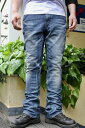 BLUE WAY(ブルーウェイ)STRETCH DENIM SEMI BOOTS-CUT(ストレッチデニム セミブーツカット)ブーツカットジーンズ バイカー フレアー【5305 オーバーエイジング】濃淡のあるインディゴ 人気USEDカラー【2024年販売分入荷 日本製 あす楽 送料無料】