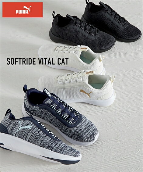 スニーカー PUMA プーマ レディース ユニセックス スニーカー 黒 SOFTRIDE バイタルキャット 195664-02 195664-04 195664-08