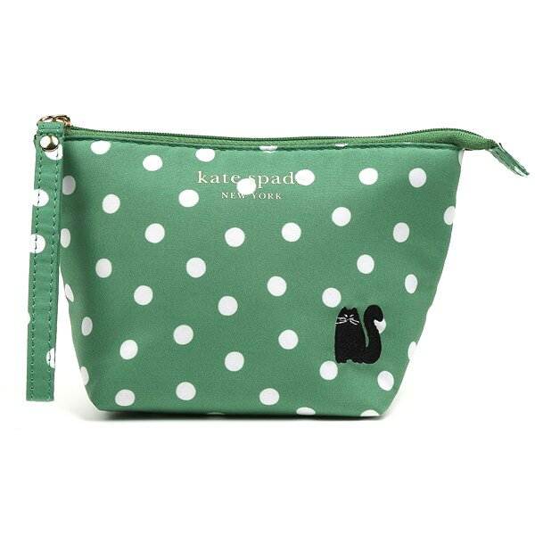 ケイト スペード kate spade ポーチ ブランド 小物入れ かわいい 化粧ポーチ ドット 猫 台形 メイクポーチ 旅行 トラベル コンパクト おしゃれ 自立 プレゼント ギフト 女性 レディース マチ 緑 グリーン 人気 収納 持ち歩き コスメポーチ 軽量 整理 無料ラッピング指定可