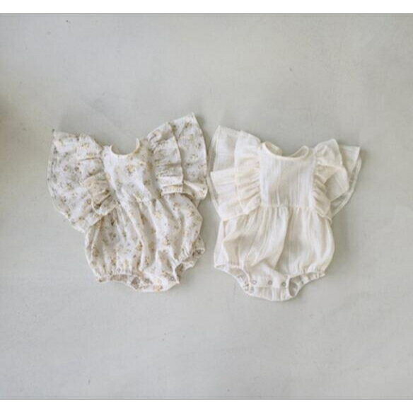 【クーポン配布中！】即納 袖フリル 花柄 韓国子供服 ロンパース こども 子供服 女の子 73 80 90 ベビー ベビー服 こども服 出産祝い 内祝い ナチュラル 70 80 90 プレゼント 新生児のサムネイル