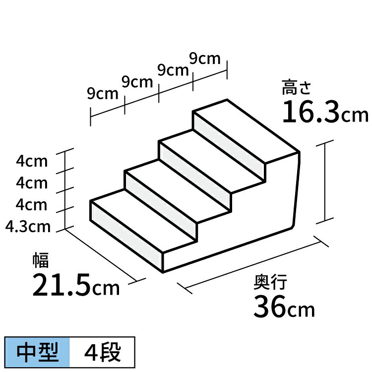 ひな壇型ディスプレイ台 [size:高さ16.3cm×幅21.5cm×奥行36cm：中型4段] 3mm アク...