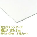 発泡スチレンボード 紙貼り 厚み5mm 550×800mm 5枚入 スチロール 工作 看板 文化祭 展示会 ライブ コンサート ポップ DIY アクリサンデー