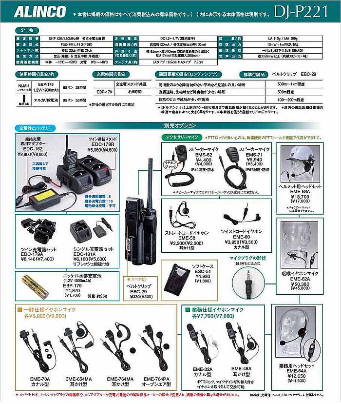 アルインコ DJ-P221A 特定小電力トランシーバー 47ch 中継対応 防浸型 トランシーバー 無線機 インカム DJ-P221 後継機種