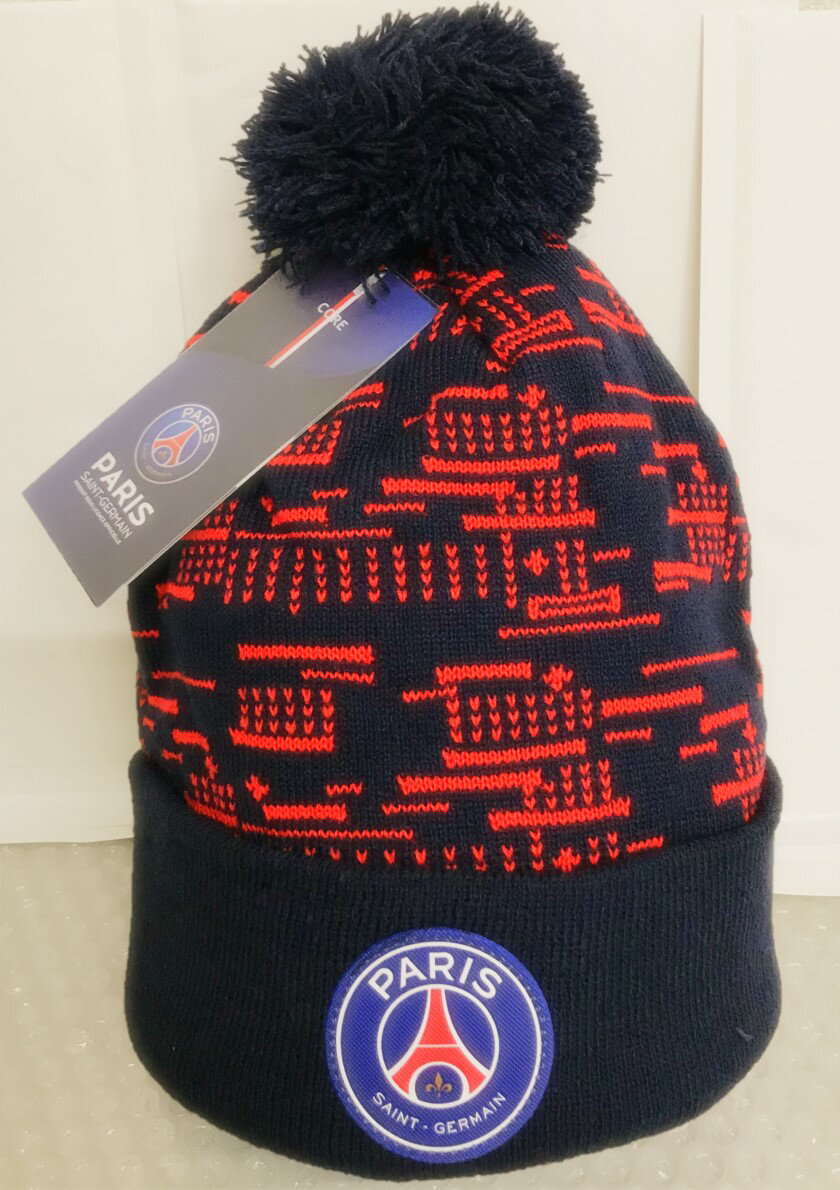 PSG official goods ニット帽 PSG official beanie【海外正規品】　PSGニット帽　パリサンジェルマンニット帽　サッカー フットサル パリサンジェルマン PSG soccer team beanie オフィシャルグッズ PSG official タグ付き ネイビー（濃紺）