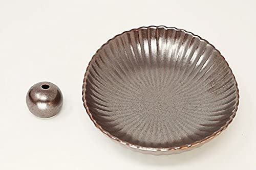 送料無料！ 鉄器色 楕円皿 日本製 製造・直売 お香立て お香たて 陶器 少し深めな香皿