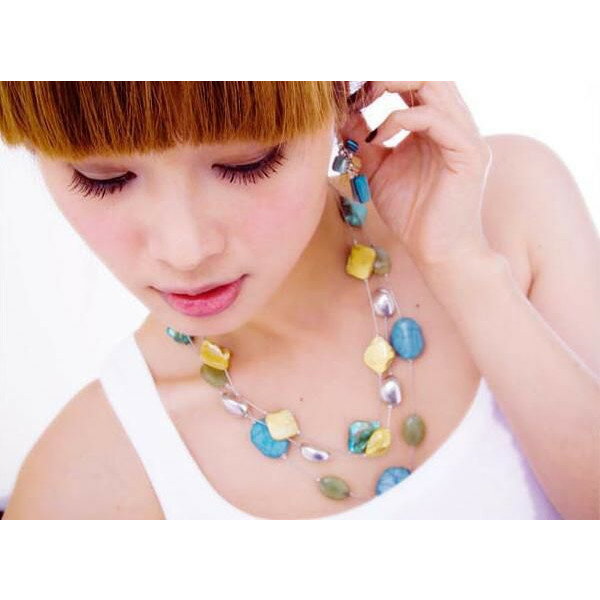 ネックレス 3連 ネックレスとピアスのセット/女性用 アクセサリー プレゼント ストーンアクセサリー[クリスマス/母の日/ホワイトデー/記念日/誕生日プレゼント...