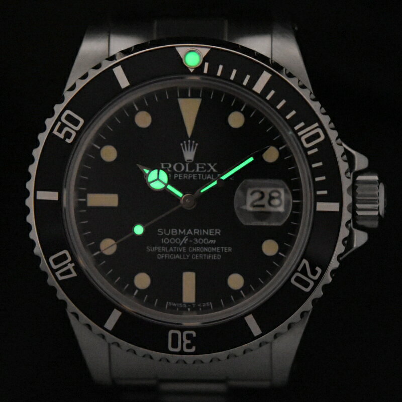 サブマリーナ・デイト 16800 フチ無し 日本ロレックスオーバーホール済み 82番 ブラックダイアル ステンレス AT メンズウォッチ アクトワン【中古】