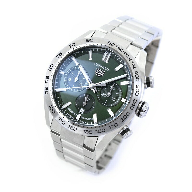 タグホイヤー 腕時計 メンズ カレラ キャリバーホイヤー02 スポーツクロノグラフ CBN2A10.BA0643 グリーン文字盤 44mm SS AT デイト 時計 アクトワン【中古】
