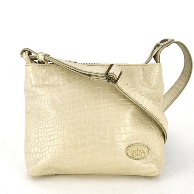 イビサ バッグ レディース ショルダーバッグ レザー 型押しクロコ アイボリー 斜め掛け 肩掛け レザーバッグ アクトワン【中古】のサムネイル