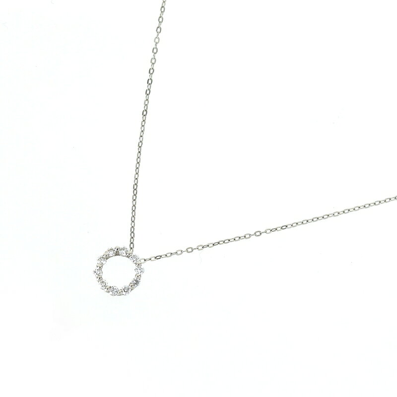 ネックレス レディース プラチナ Pt900×Pt850 ダイヤ 0.10ct 40cm サークルモチーフ ダイヤネックレス ダイヤモンド ジュエリー アクトワン【中古】