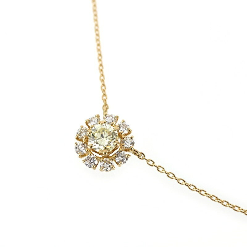 Rakuten - ラソマ ネックレス 18金 フラワーモチーフ K18YG イエローゴールド イエローダイヤ 0.393ct ダイヤ 0.30ct 45cm アジャスター付き ジュエリー アクトワン【中古】
