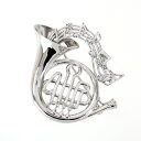 ホルン ブローチ K18WG×K14WG ホワイトゴールド ダイヤ 0.10ct 7.3g 18金 14金 楽器モチーフ 音符 ジュエリー アクトワン【中古】