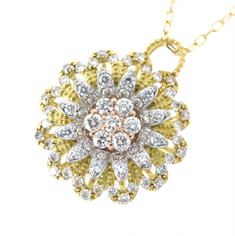 Rakuten - ネックレス フラワー ダイヤモンド 0.50ct 18k 18金 イエローゴールド ピンクゴールド プラチナ 約45.5cm レディース ジュエリー アクセサリー アクトワン【中古】