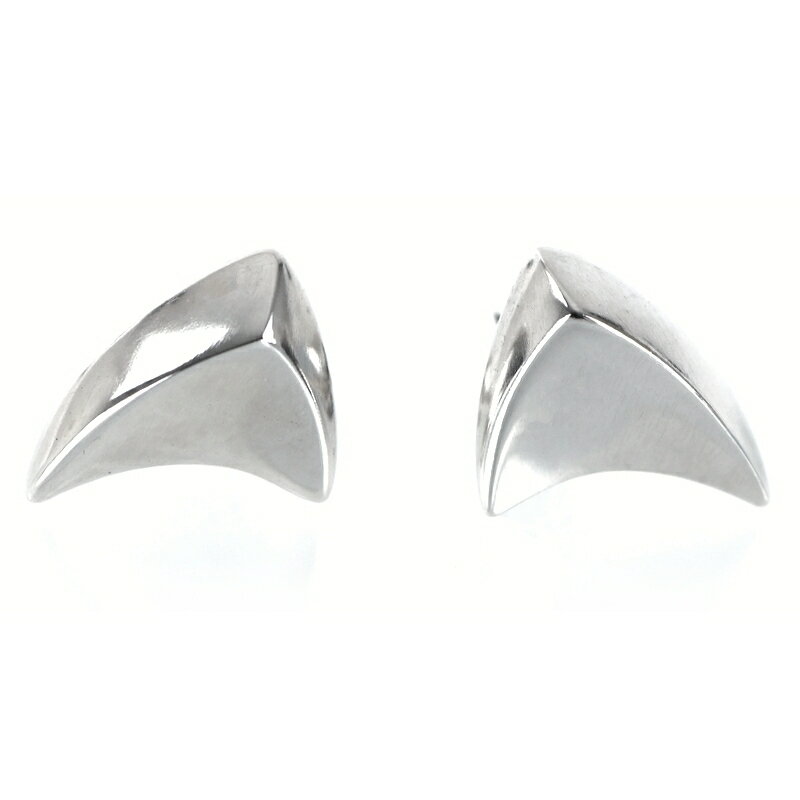 ジョージ ジェンセン フュージョン ピアス(両耳用) 750(WG)  美品 カーブ(Curve) スターリングシルバー&18Kイエローゴールド ピアス