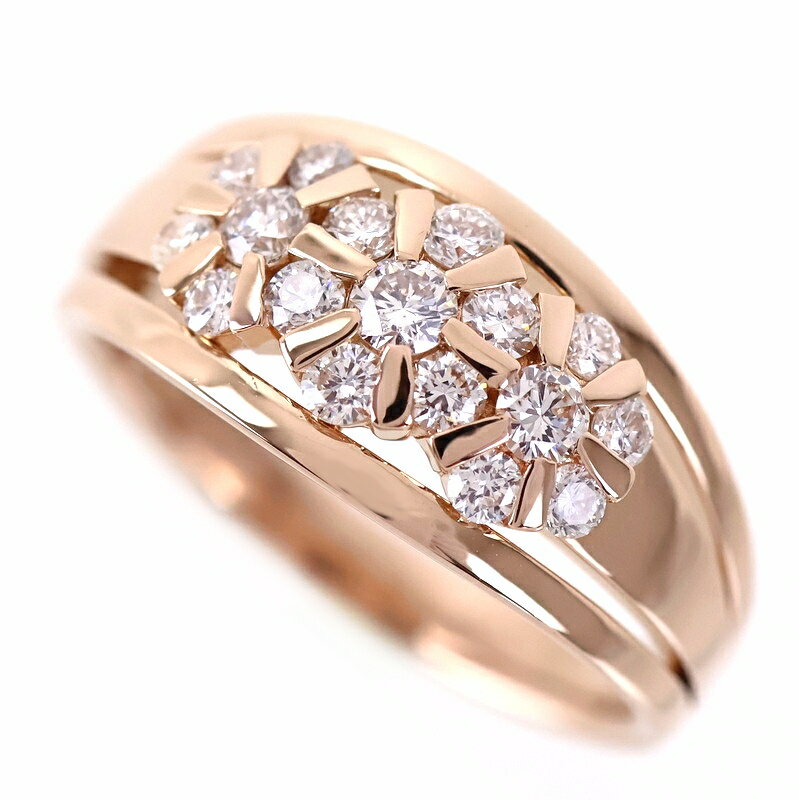 Rakuten - K18PG ピンクゴールド ダイヤリング 12号 フラワーモチーフ 0.50ct レディース ジュエリー アクトワン【中古】