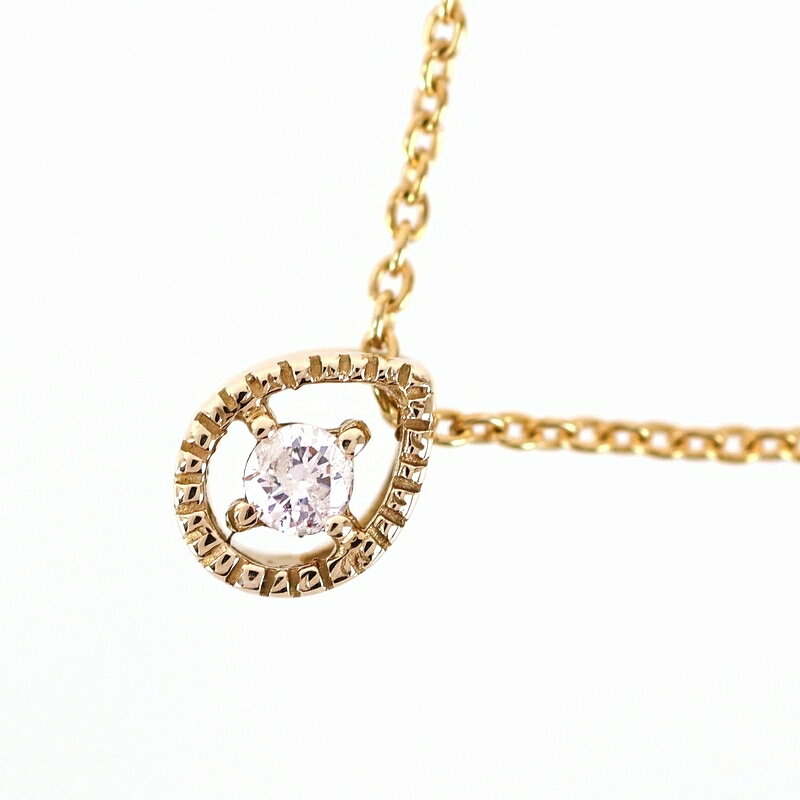 Coral Pink - ネックレス レディース K10YG ダイヤ 0.03ct ドロップモチーフ 40cm スキンジュエリー アクトワン【中古】