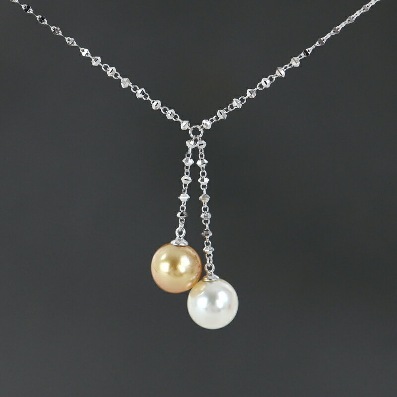Rakuten - ネックレス レディース パール 約8.5mm 8.6mm 18金 18k ホワイトゴールド 約50cm アジャスター付き ペタルチェーン ジュエリー アクトワン【中古】