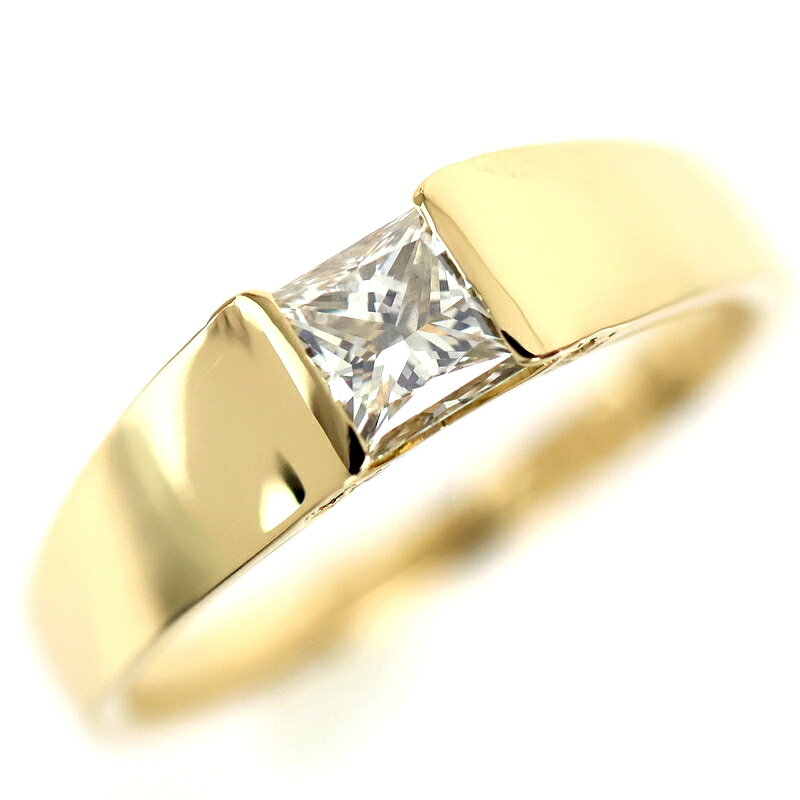Rakuten - 指輪 18金 K18YG ダイヤモンド 0.505ct 0.06ct プリンセスカット 12号 ジュエリー レディース アクトワン【中古】