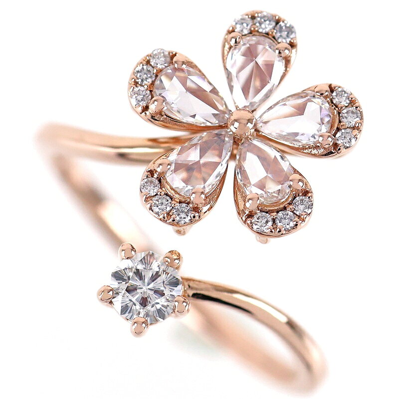 Rakuten - ダイヤ リング 中古 さくらダイヤモンド 0.164ct ダイヤモンド 0.45ct フラワーモチーフ K18PG 約13号 鑑定書付き 指輪 アクトワン【中古】