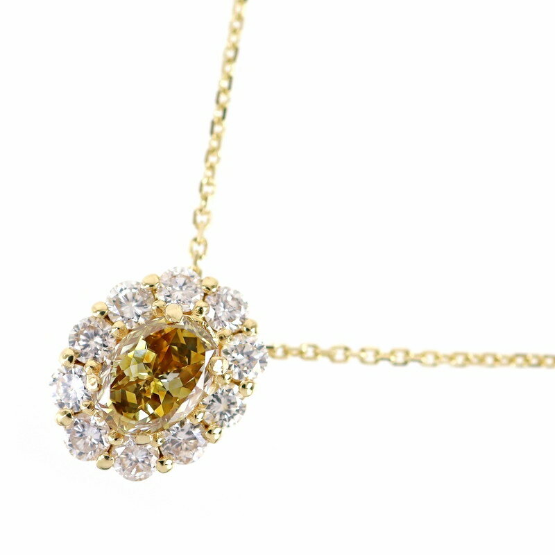 Rakuten - ダイヤ ネックレス 0.678ct 0.40ct イエロー系 ソーティング付き K18YG 45cm スライド式 アクトワン【中古】