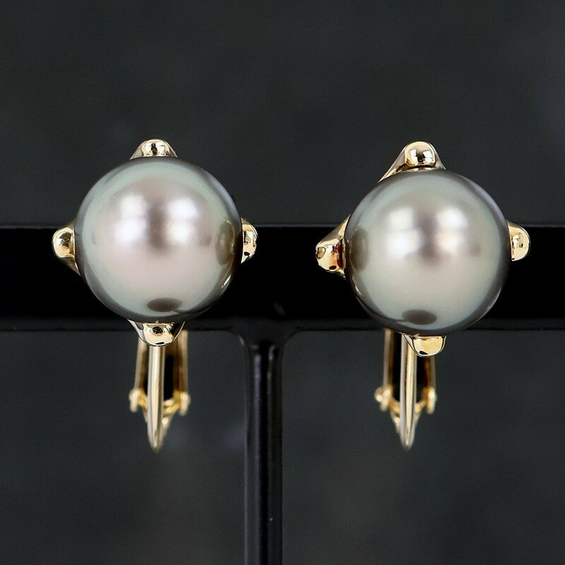 Rakuten - タサキ 田崎 イヤリング レディース パール 9.4mm 真珠 18k 18金 イエローゴールド パールアクセサリー ダークカラー 一粒 ジュエリー アクトワン【中古】