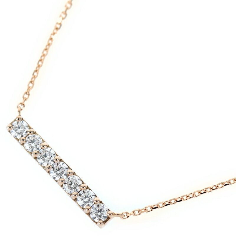 乐天商城 - ネックレス 18金 レディース 46.5cm K18PG ピンクゴールド ダイヤ 0.30ct バーネックレス デザインネックレス アジャスター付き ジュエリー アクトワン【中古】