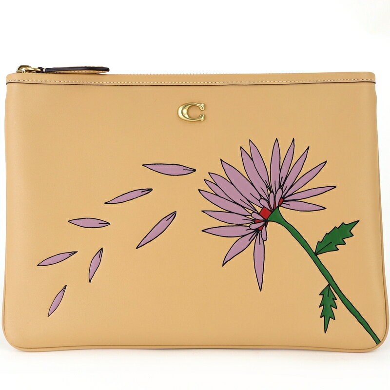 コーチ バッグ コーチ×オブザードバイアス ポーチ28 CK433 グラブタンレザー クラッチバッグ セカンドバッグ タンポポ ベージュ レザー アクトワン【中古】