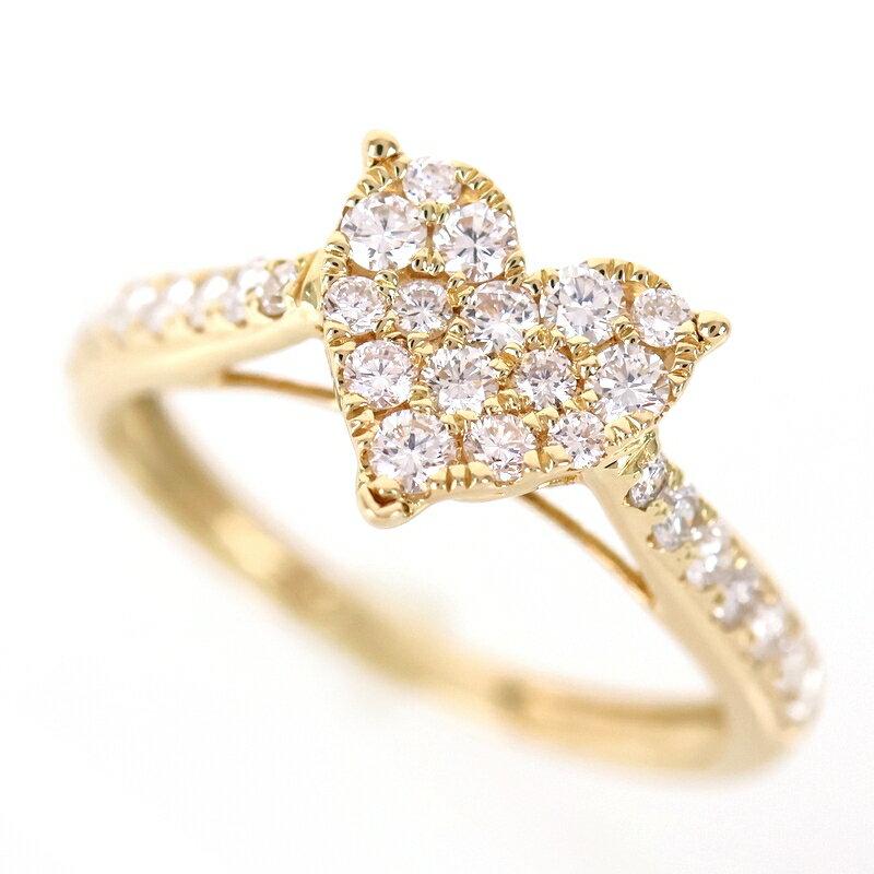 Rakuten - 指輪 18金 ハートモチーフ ダイヤ 0.50ct 12号 K18YG イエローゴールド ファッションリング アクトワン【中古】