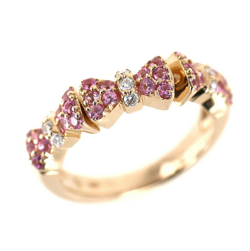 Rakuten - ポンテヴェキオ リング 10号 リボンモチーフ サファイア 0.51ct ダイヤモンド 0.11ct 18k 18金 ピンクゴールド ジュエリー レディース アクトワン【中古】