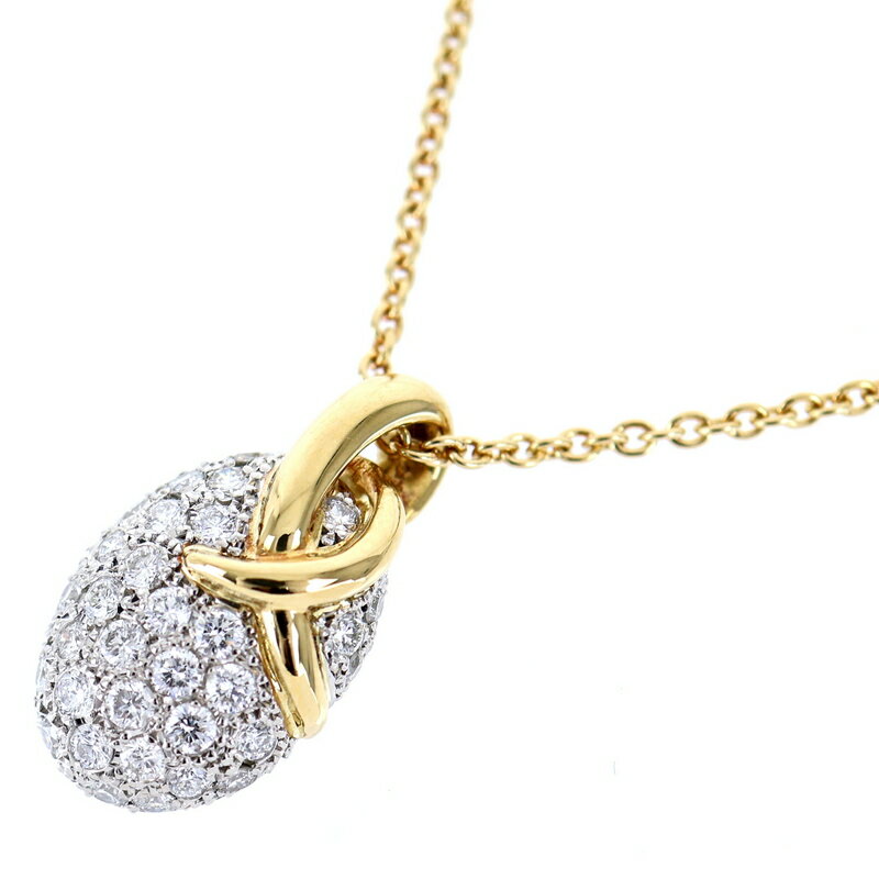 Rakuten - ネックレス 18金 K18YG×Pt900 デザインネックレス 40cm ダイヤ 0.50ct 6.4g イエローゴールド プラチナ ジュエリー アクトワン【中古】