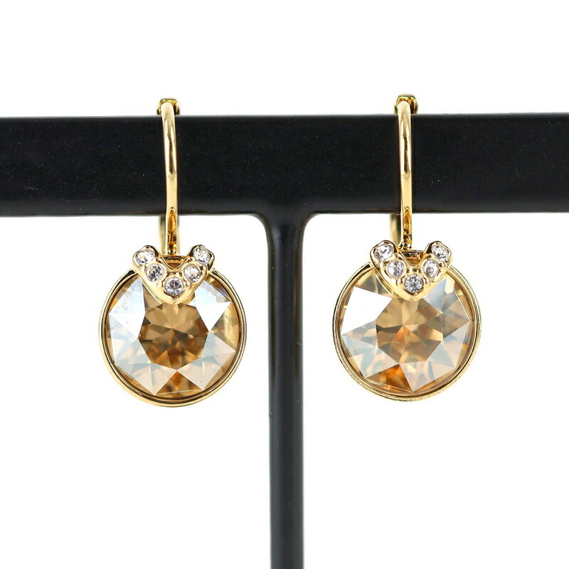 Rakuten - スワロフスキー ピアス Bella V ドロップピアス クリスタル ラウンドカット ゴールド系 ゴールドトーンプレーティング アクセサリー ジュエリー【中古】