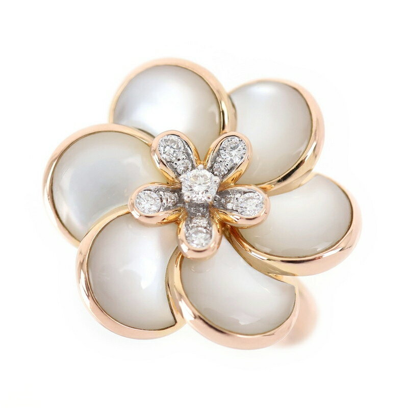 Rakuten - ポンテヴェキオ 指輪 18金 11.4g K18PG×WG ダイヤ 0.18ct シェル フラワーモチーフ 花 デザインリング ジュエリー アクトワン【中古】