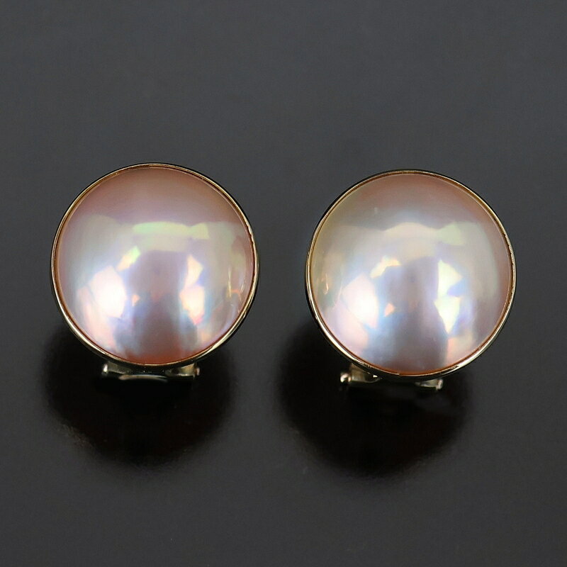 マベパール イヤリング K18YG イエローゴールド マベ真珠約13mm クリップ式 ジュエリー アクセサリー 両耳用 アクトワン【中古】