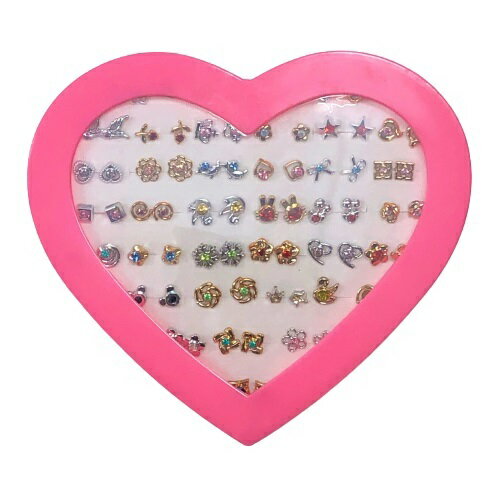 ケース入り 樹脂ピアス 36組 セット　07：【ゴールド/シルバー＆カラーストーン】 タイプ[M便 1/2]