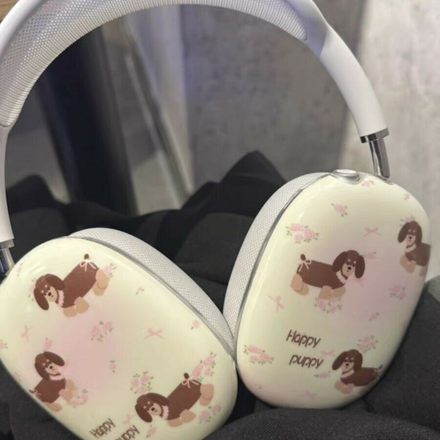 ダックスフント AirPods Max ケース カバー シリコン イヤーカップ 保護カバー 衝撃 吸収 保護 アクセサリー ヘッドホンカバー アップル エアーポッズマックス 収納ケース オシャレ おしゃれ 韓国っぽ 映える シック 上品 イヌ いぬ 犬