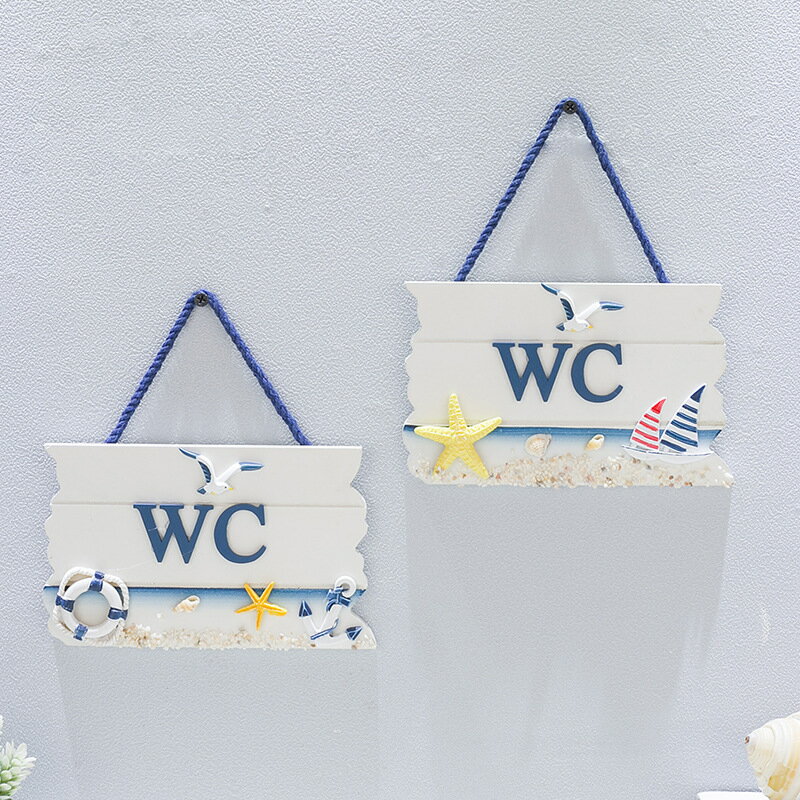 トイレリスト トイレサイン バスルーム 海 吊り下げ板 ホーム 装飾品 装飾 ドア 木製 吊り下げボード ..