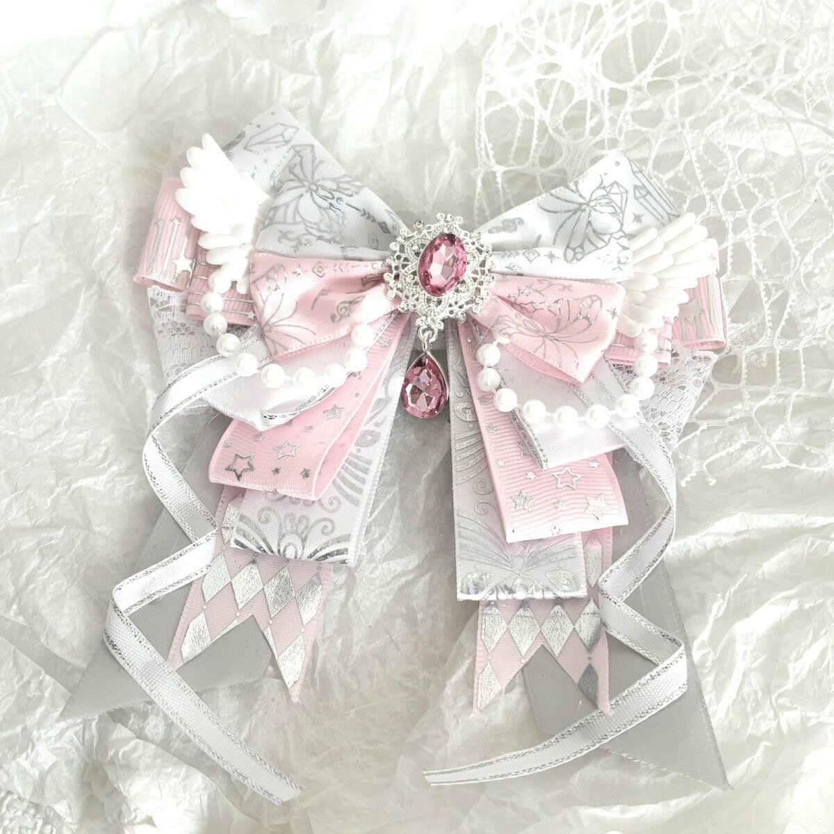 チャーム付き ペンライトリボン レディース 服飾小物 アクセサリ− 量産型 春 夏 秋 冬 ブラック オレンジ 水色 ラベンダー 赤 青 緑 ブラック ピンク ...