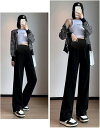 マタニティパンツ 妊娠服 ウエスト調整 ブラック ワイドパンツ 着痩せ効果 足長効果 普段着からオフィスまで 産前産後 ストレッチ オールシーズン