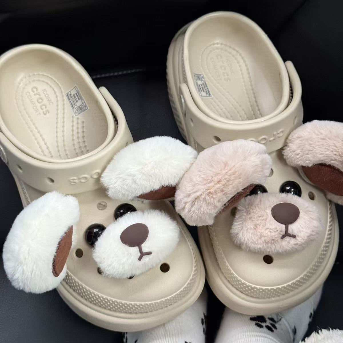 10点セット いぬ みみ 耳付き もこもこ もふもふ サンダルデコレーションピン ジャムチャームズ ジビッ..