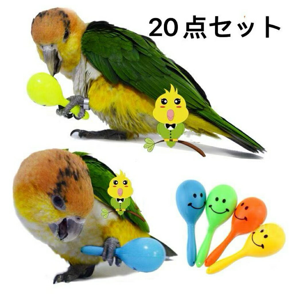 20点セット 鸟用ミニマラカス玩具 文鳥 インコ 鳥さん用 遊び おもちゃ アクセサリー 遊び道具 かわい..