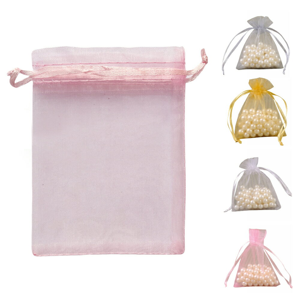 オーガンジー巾着袋 25枚セット ラッピング袋 小 プレゼント袋 可愛い 無地 透明 サシェ 袋 ポプリ袋 ..