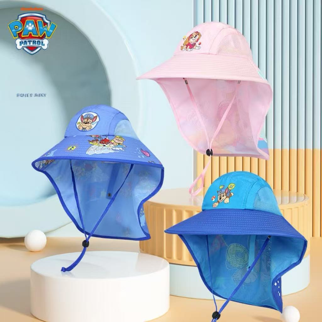 パウパトロール 日除け付 ベビー キャップ 帽子 赤ちゃん 夏 かわいい キュート ベビー帽子 ハット サンハット UV メッシュ たれ付き つば キッズ こども 子供 プレゼント 熱中症対策 海辺 紫外線ケア 日よけタレ パウパト スイカ チェイス ラブル