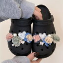 ジビッツ12点セット リボン サンダル デコレーションピン ジャム チャームズ ジビッツ かわいい SNS話題 オシャレ おしゃれ Y2K パール シルバー ootd キラキラ ラメ ダイヤモンド 綺麗 カラフル バラ 原宿系 お花 上品 くすみカラー