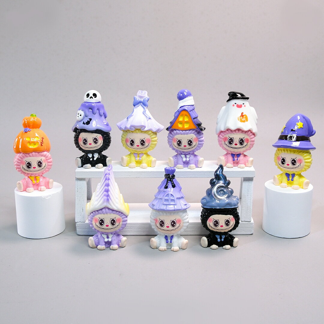 ラブブ 9点セット オブジェ 置物 工芸品 インテリア キャラクター グッズ 雑貨 装飾 もふもふ 卓上 ハロウィン デコレーション プレゼント かわいい labubu
