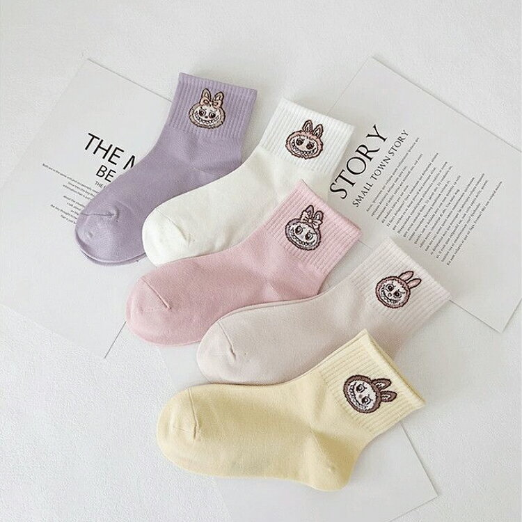 ラブブ 靴下 5足セット 綿 滑り止め 男の子 女の子 かわいい 子供 キッズ ソックス 通気性 春 秋 冬 ロングソックス ハイソックス 可愛い labubuのサムネイル