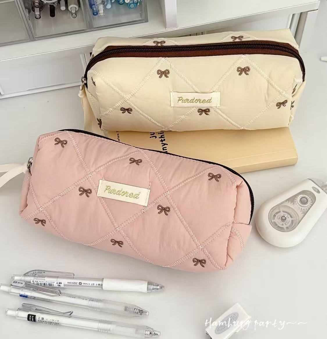 ペンケース リボン ベージュ カーキ かわいい 高校生 大学生 小学生 ぬいぐるみ 大容量 面白い ゴリラ ..